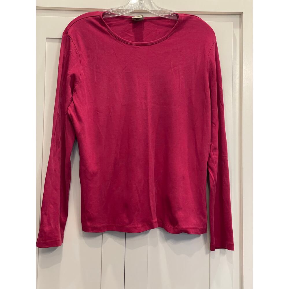 L.L. Bean 100% Supima Cotton Long Sleeve Raspberry tee  L-reg